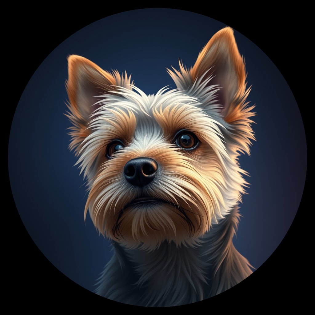 Cosmic medallion portrait of PFZ35E01_PFZ35E01, a Yorkshire Terrier