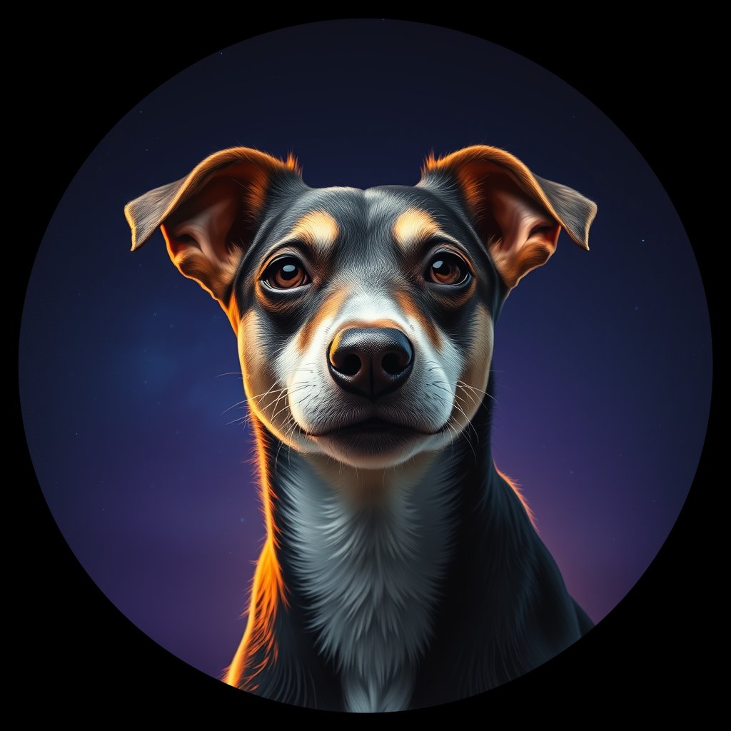 Cosmic medallion portrait of PFZ35E03_PFZ35E03, a Rat Terrier