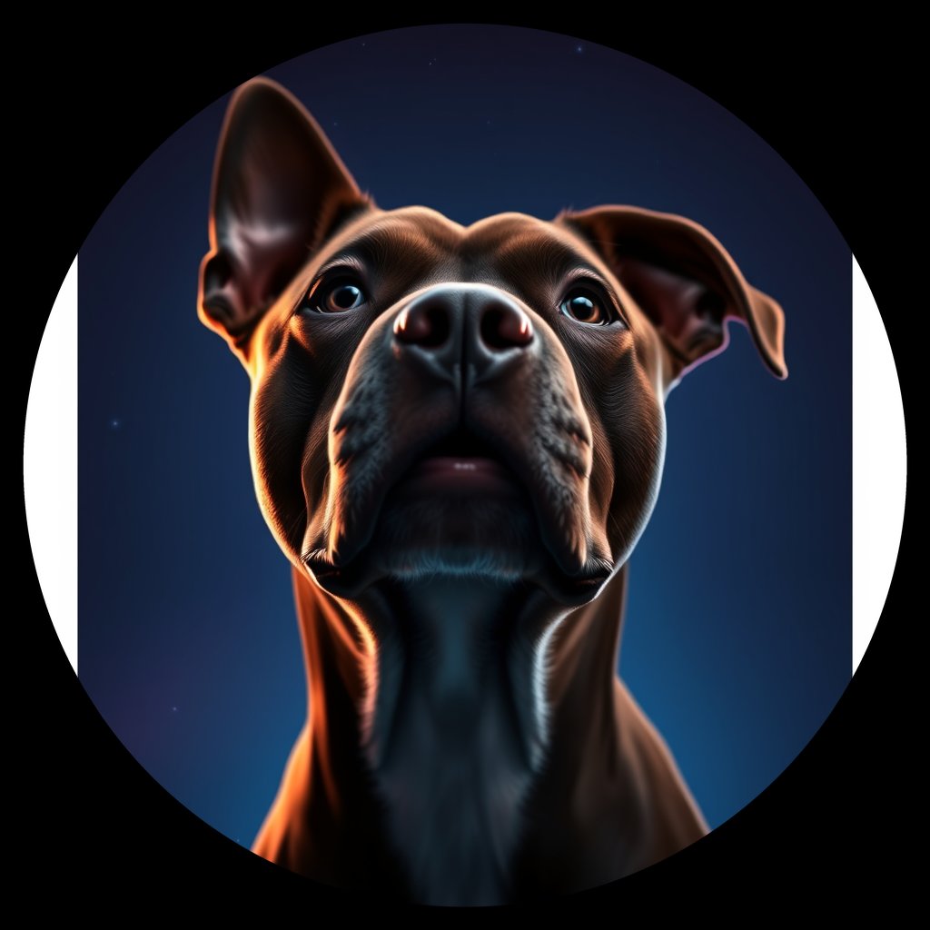 Cosmic medallion portrait of PFZ35E07_PFZ35E07, a American Pit Bull Terrier