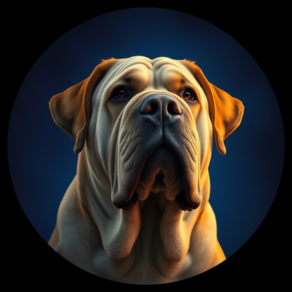 Cosmic medallion portrait of PFZ35E10_PFZ35E10, a Mastiff