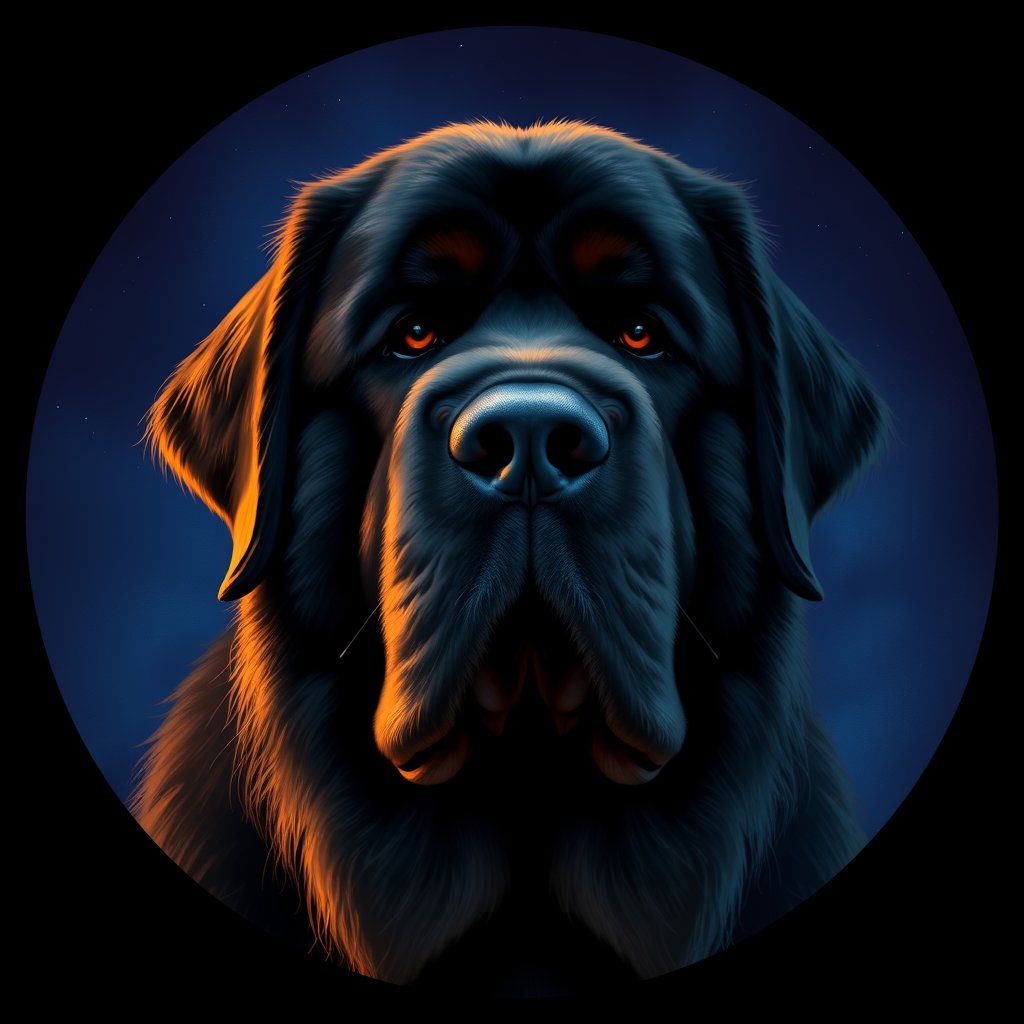Cosmic medallion portrait of PFZ35E11_PFZ35E11, a Newfoundland