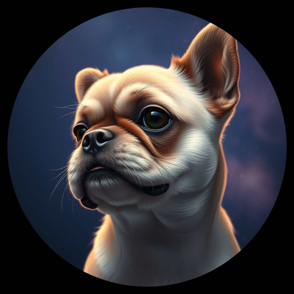Cosmic medallion portrait of PFZ35F01_PFZ35F01, a Shih Tzu