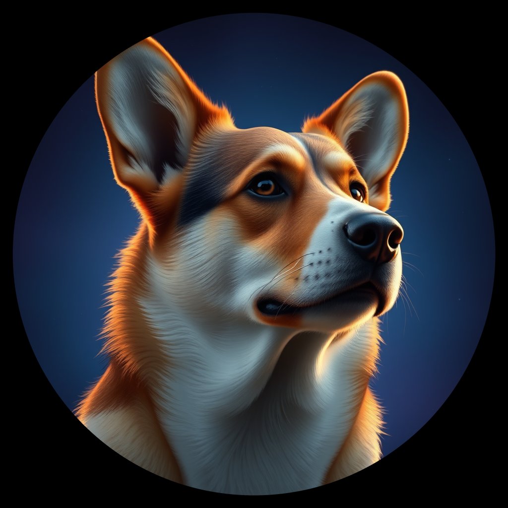 Cosmic medallion portrait of PFZ35F02_PFZ35F02, a Cardigan Welsh Corgi