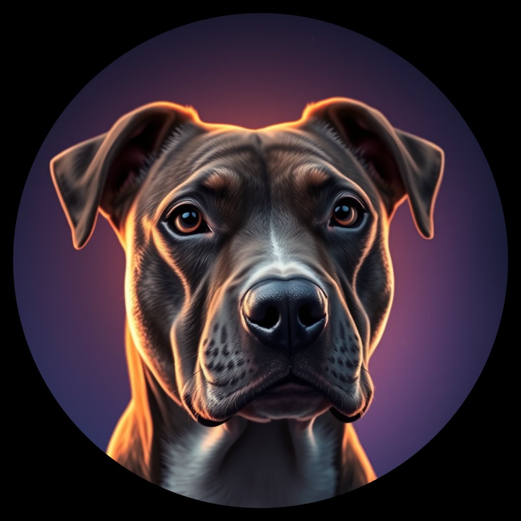 Cosmic medallion portrait of PFZ35F03_PFZ35F03, a American Pit Bull Terrier