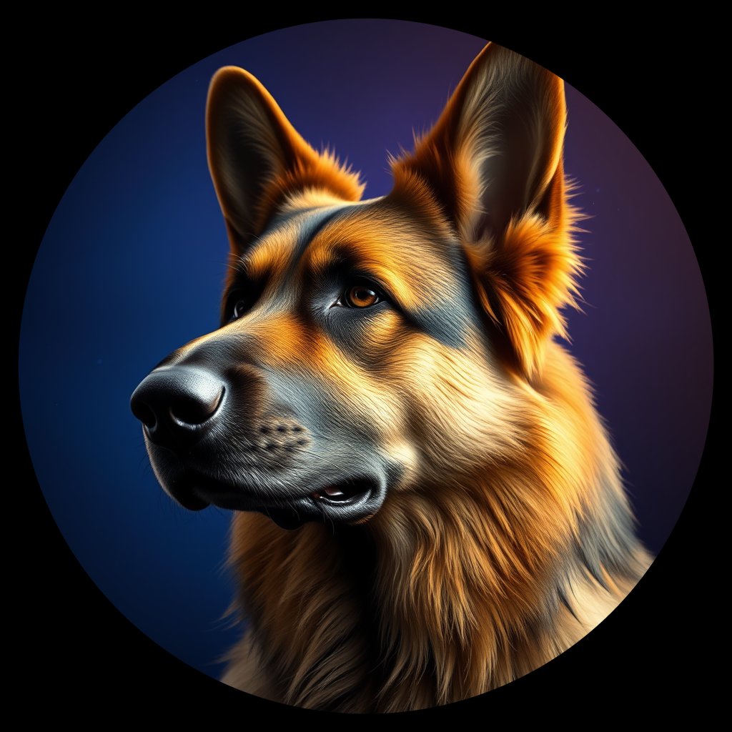 Cosmic medallion portrait of PFZ35F05_PFZ35F05, a German Shepherd