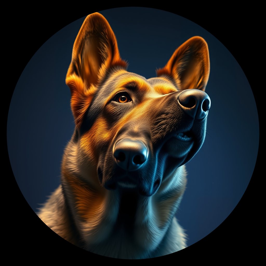 Cosmic medallion portrait of PFZ35F06_PFZ35F06, a German Shepherd