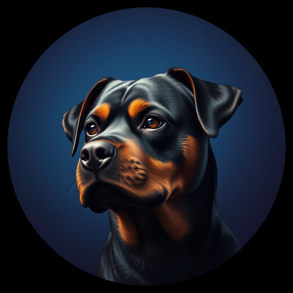 Cosmic medallion portrait of PFZ35F07_PFZ35F07, a Rottweiler
