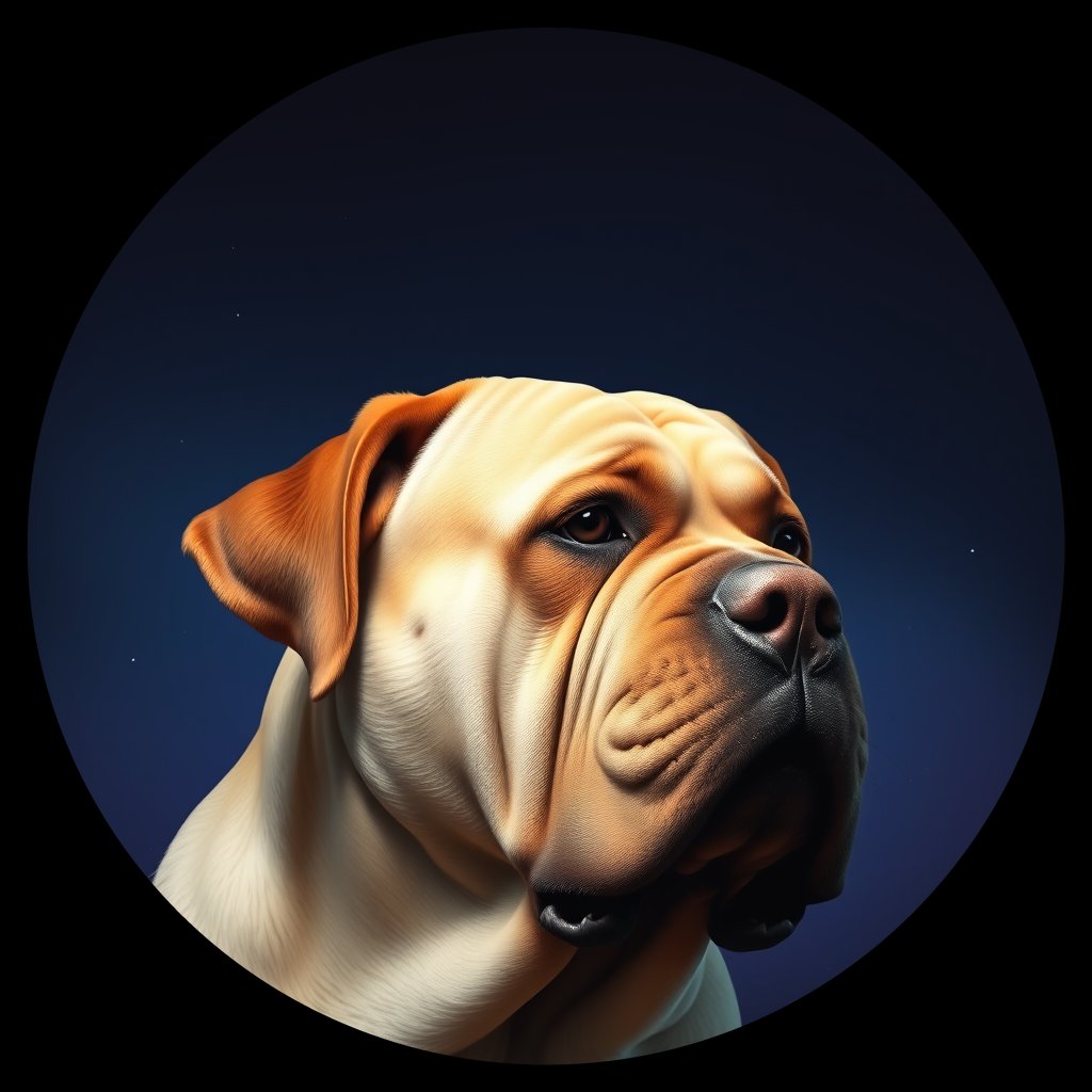 Cosmic medallion portrait of PFZ35F10_PFZ35F10, a Mastiff
