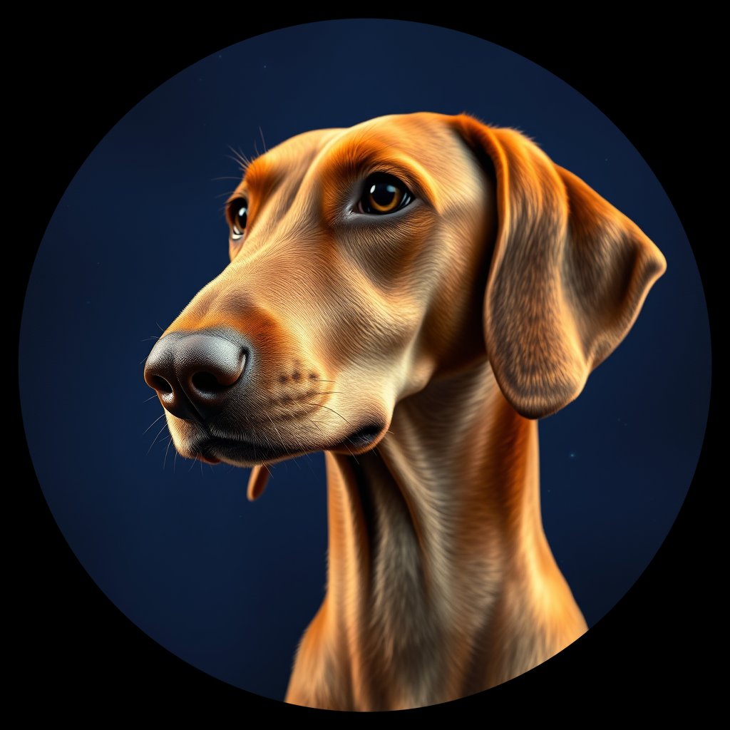 Cosmic medallion portrait of PFZ35F11_PFZ35F11, a Redbone Coonhound