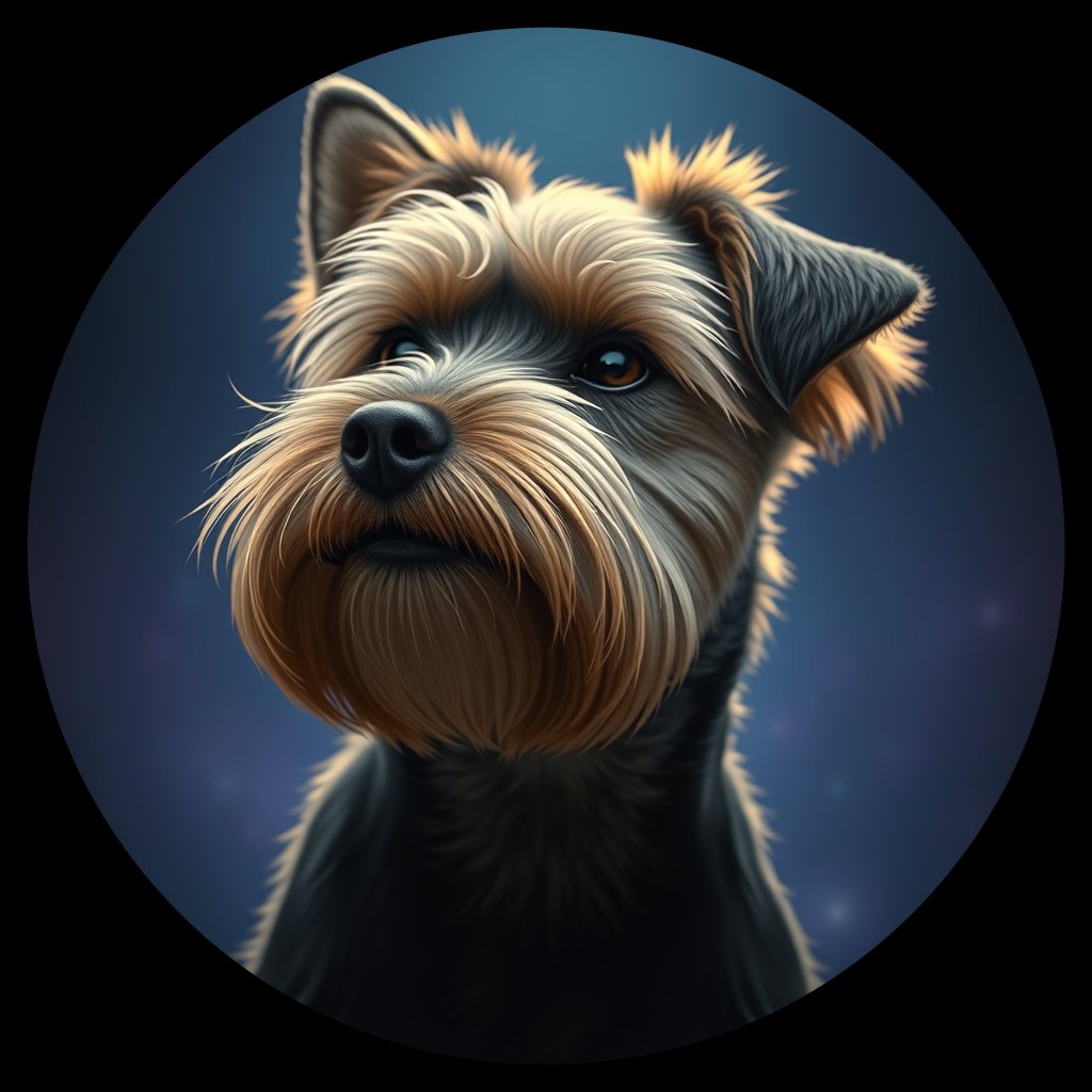Cosmic medallion portrait of PFZ35G02_PFZ35G02, a Tibetan Terrier
