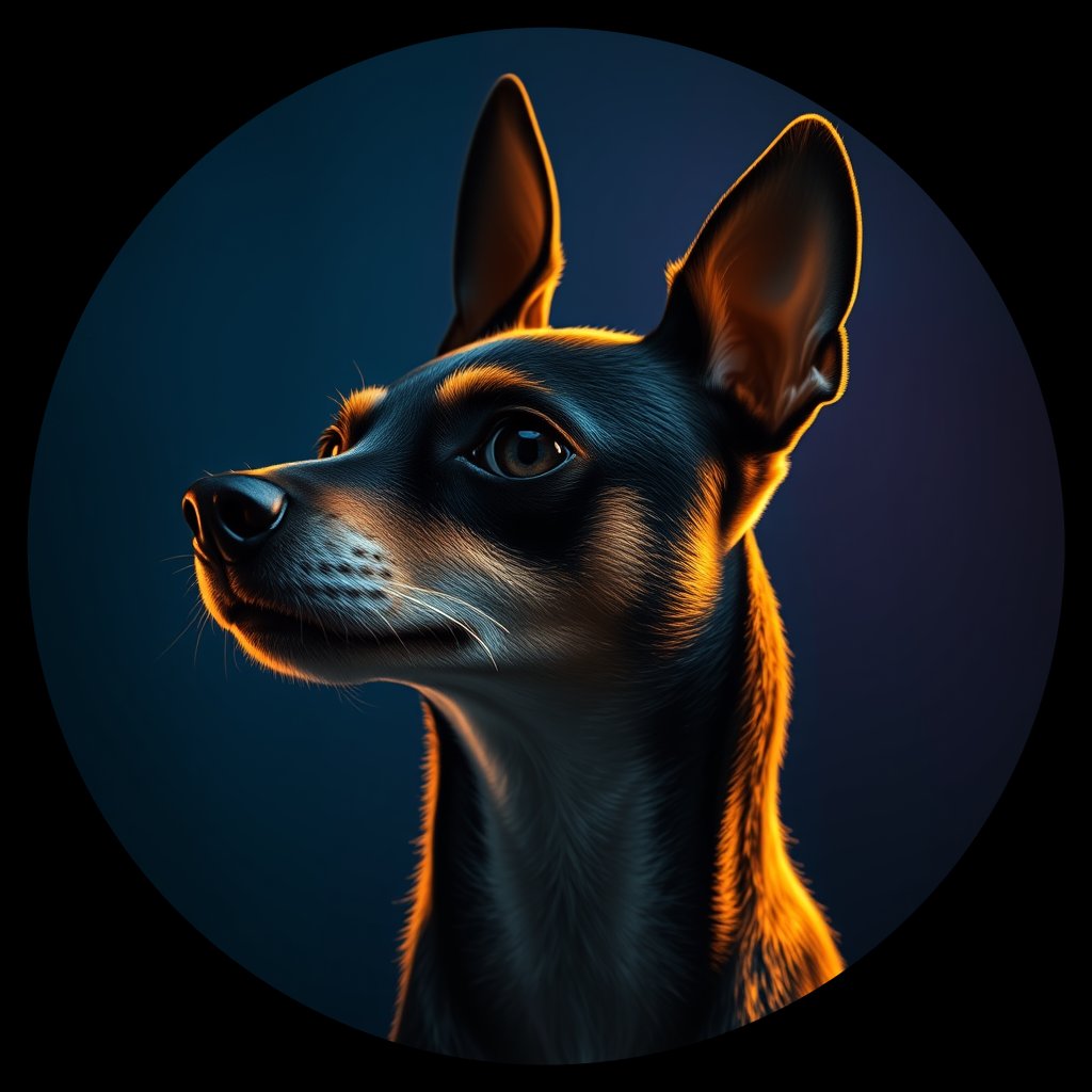 Cosmic medallion portrait of PFZ35G04_PFZ35G04, a Rat Terrier