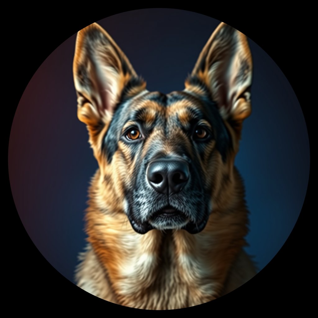 Cosmic medallion portrait of PFZ35G06_PFZ35G06, a German Shepherd