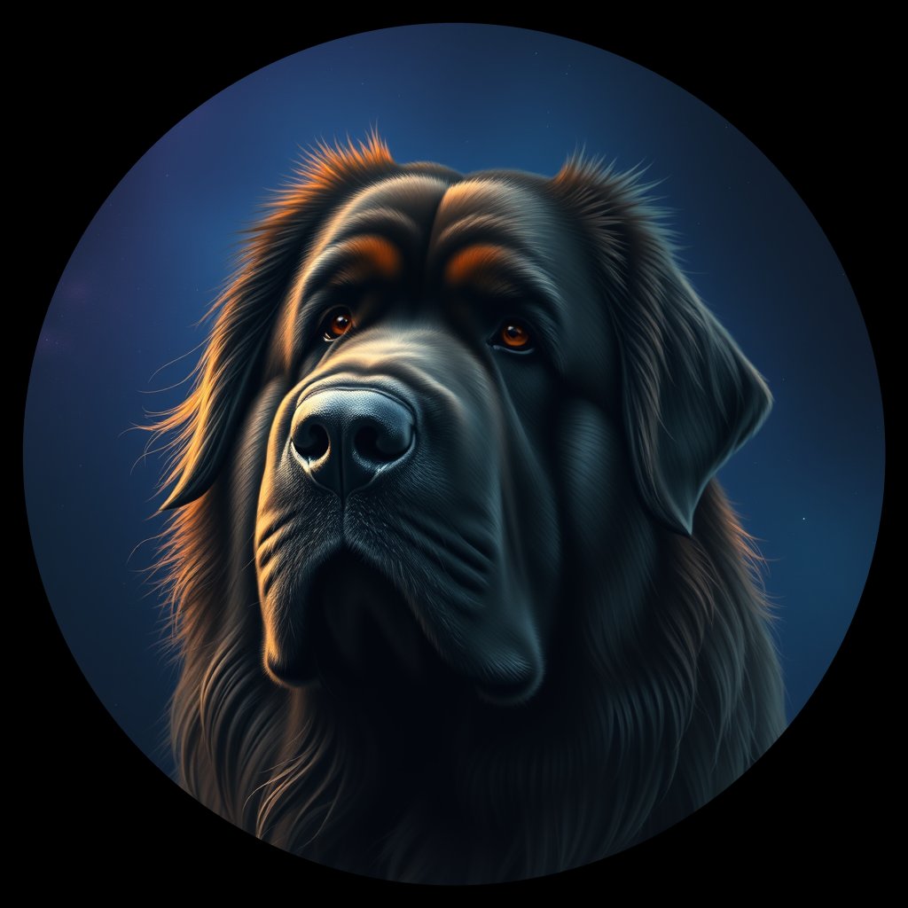 Cosmic medallion portrait of PFZ35G08_PFZ35G08, a Newfoundland
