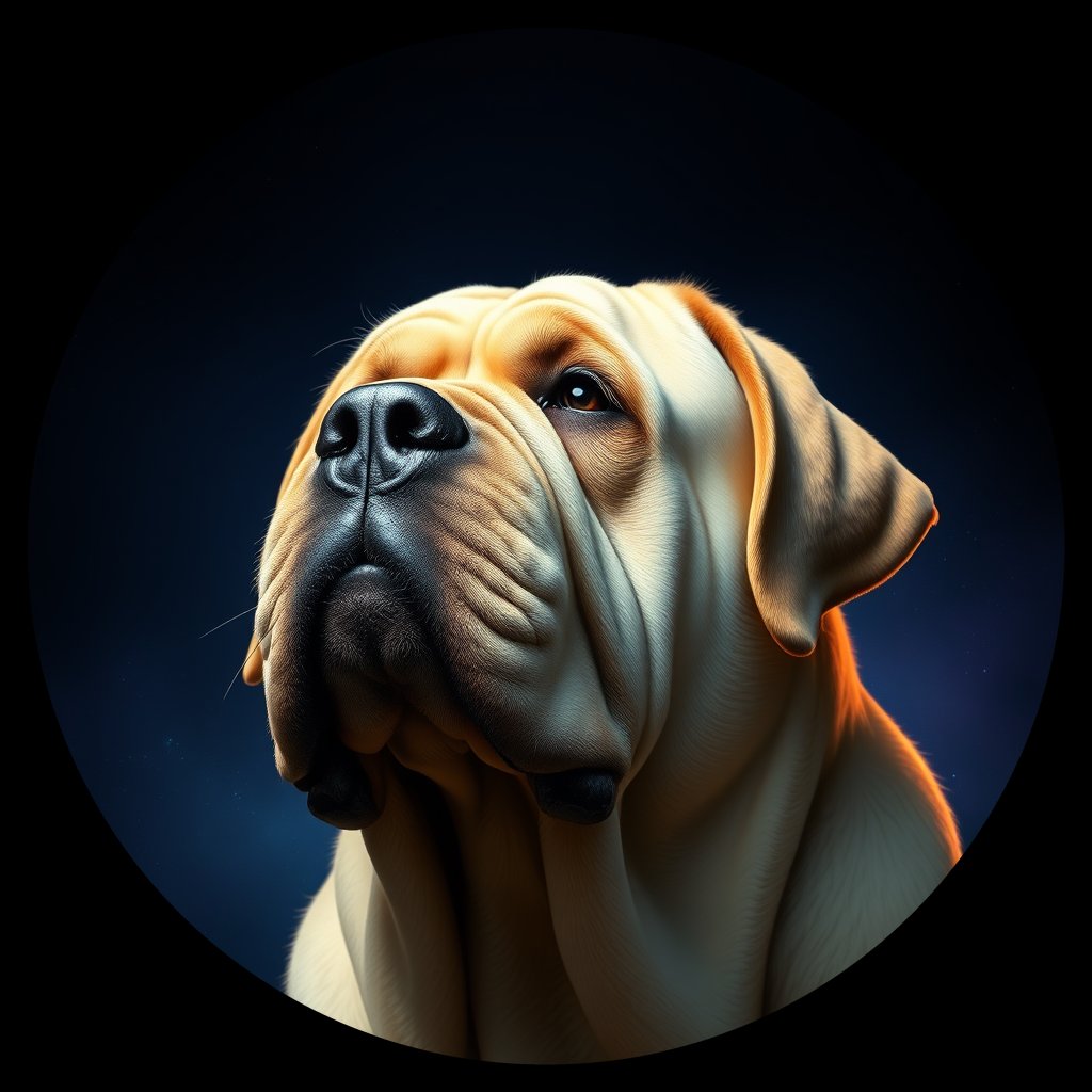 Cosmic medallion portrait of PFZ35G10_PFZ35G10, a Mastiff