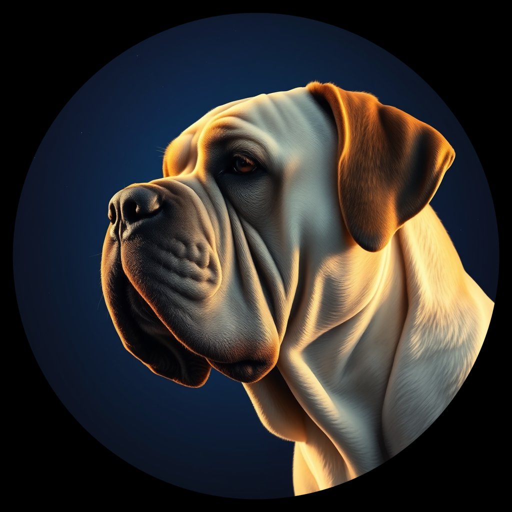 Cosmic medallion portrait of PFZ35G11_PFZ35G11, a Mastiff