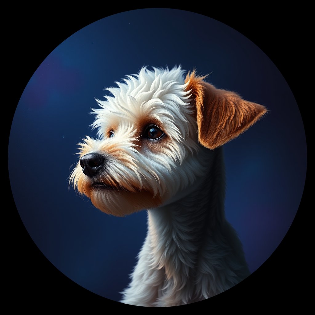 Cosmic medallion portrait of PFZ35H01_PFZ35H01, a Toy Poodle