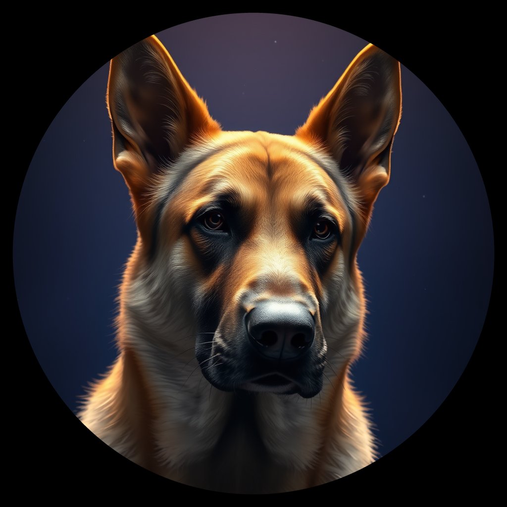 Cosmic medallion portrait of PFZ35H03_PFZ35H03, a German Shepherd