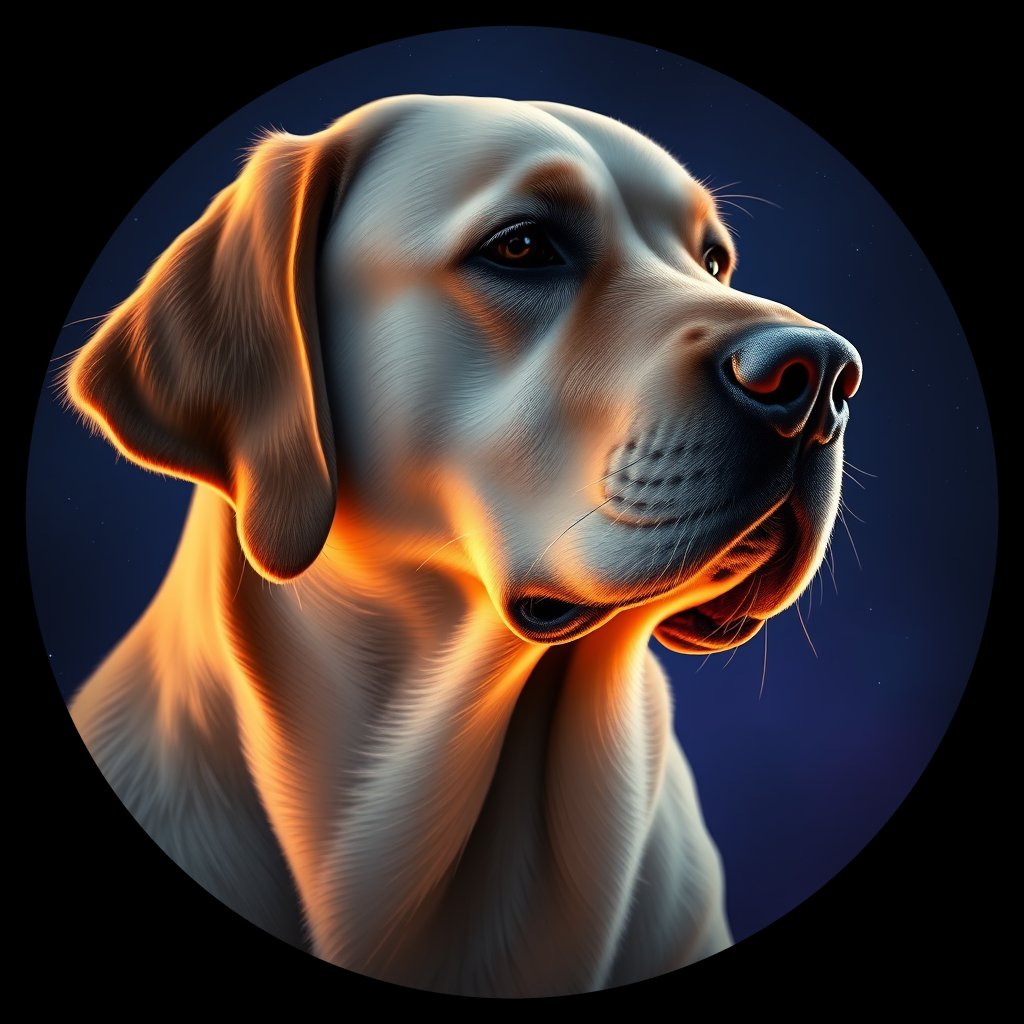 Cosmic medallion portrait of PFZ35H04_PFZ35H04, a Labrador Retriever