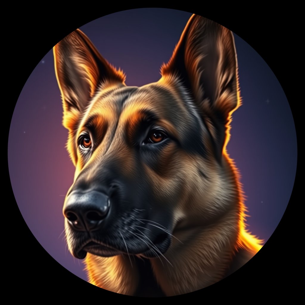 Cosmic medallion portrait of PFZ35H05_PFZ35H05, a German Shepherd