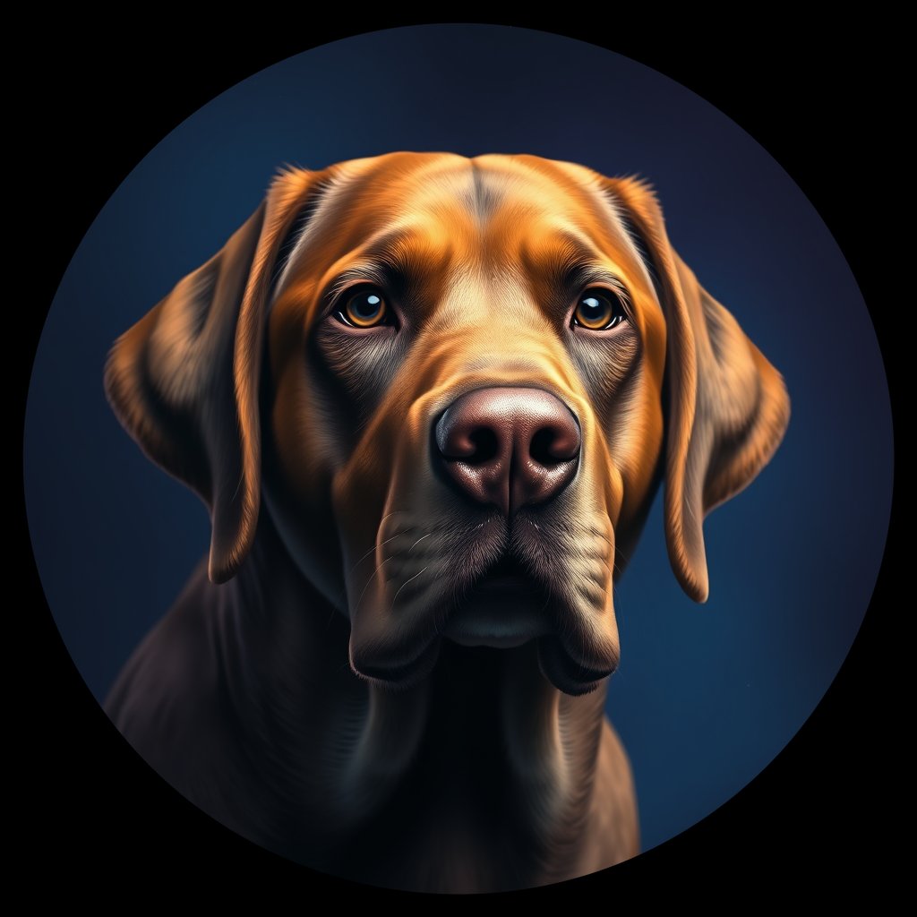 Cosmic medallion portrait of PFZ35H10_PFZ35H10, a Labrador Retriever