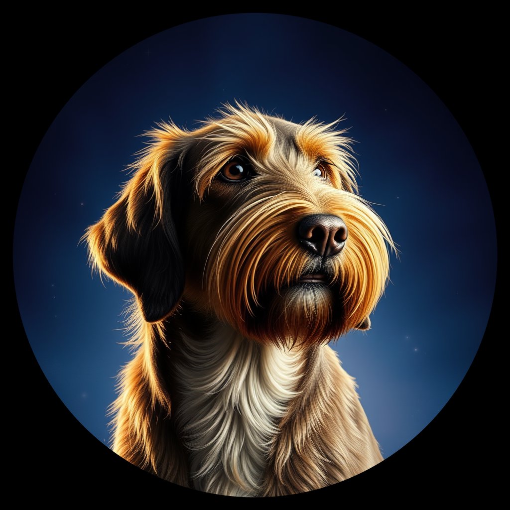 Cosmic medallion portrait of PFZ36A05_PFZ36A05, a Otterhound