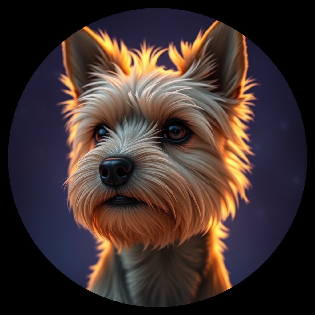 Cosmic medallion portrait of PFZ36A06_PFZ36A06, a Yorkshire Terrier