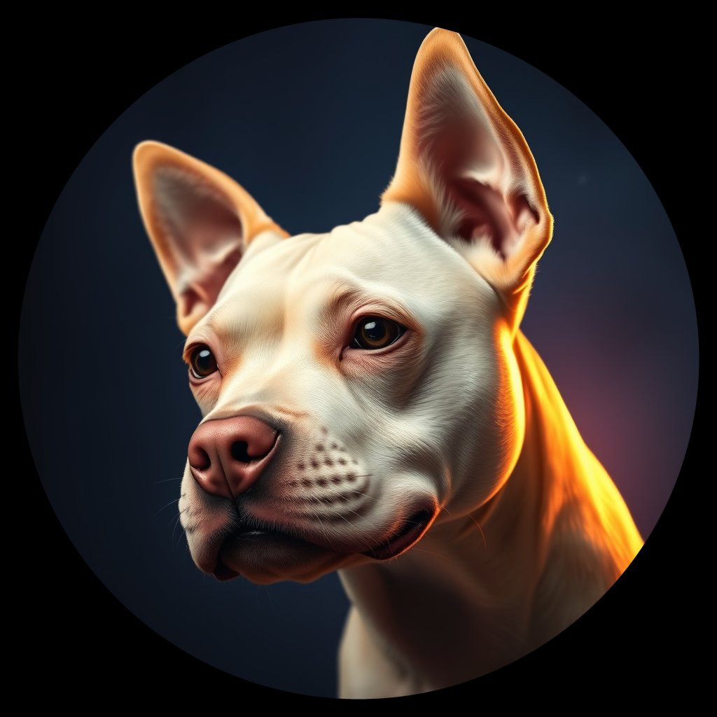 Cosmic medallion portrait of PFZ36A08_PFZ36A08, a American Staffordshire Terrier
