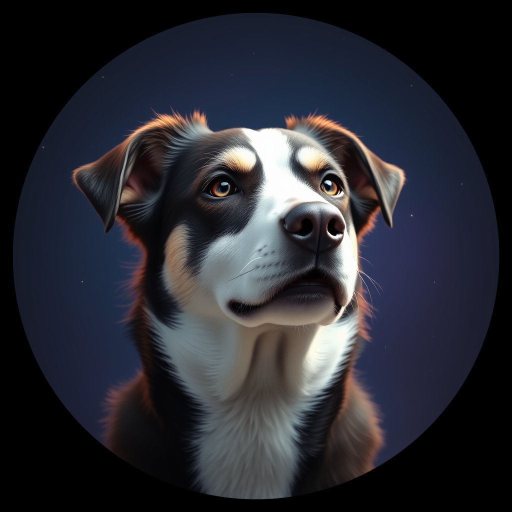 Cosmic medallion portrait of PFZ36A09_PFZ36A09, a Border Collie