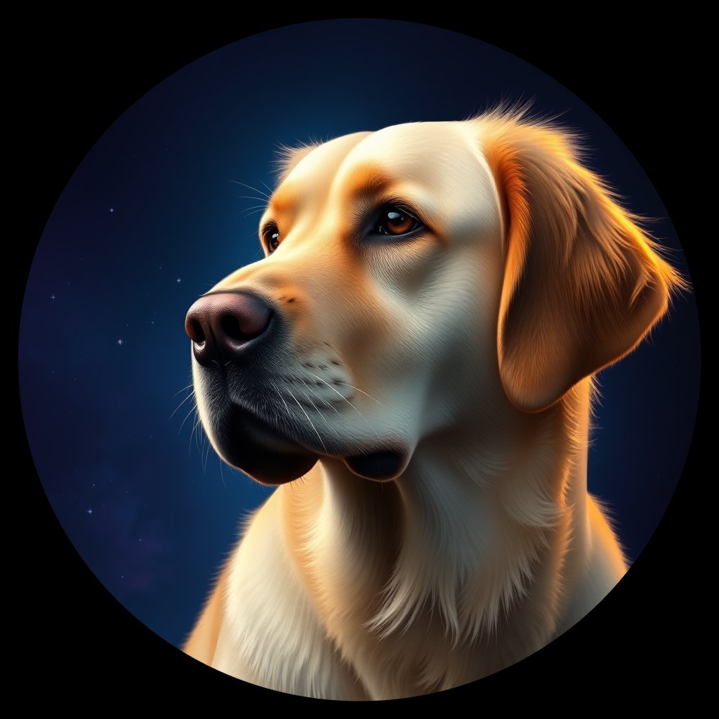 Cosmic medallion portrait of PFZ36A11_PFZ36A11, a Golden Retriever