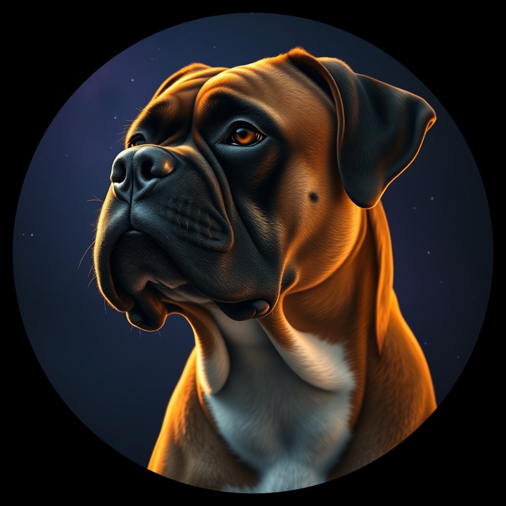 Cosmic medallion portrait of PFZ36B06_PFZ36B06, a Boxer