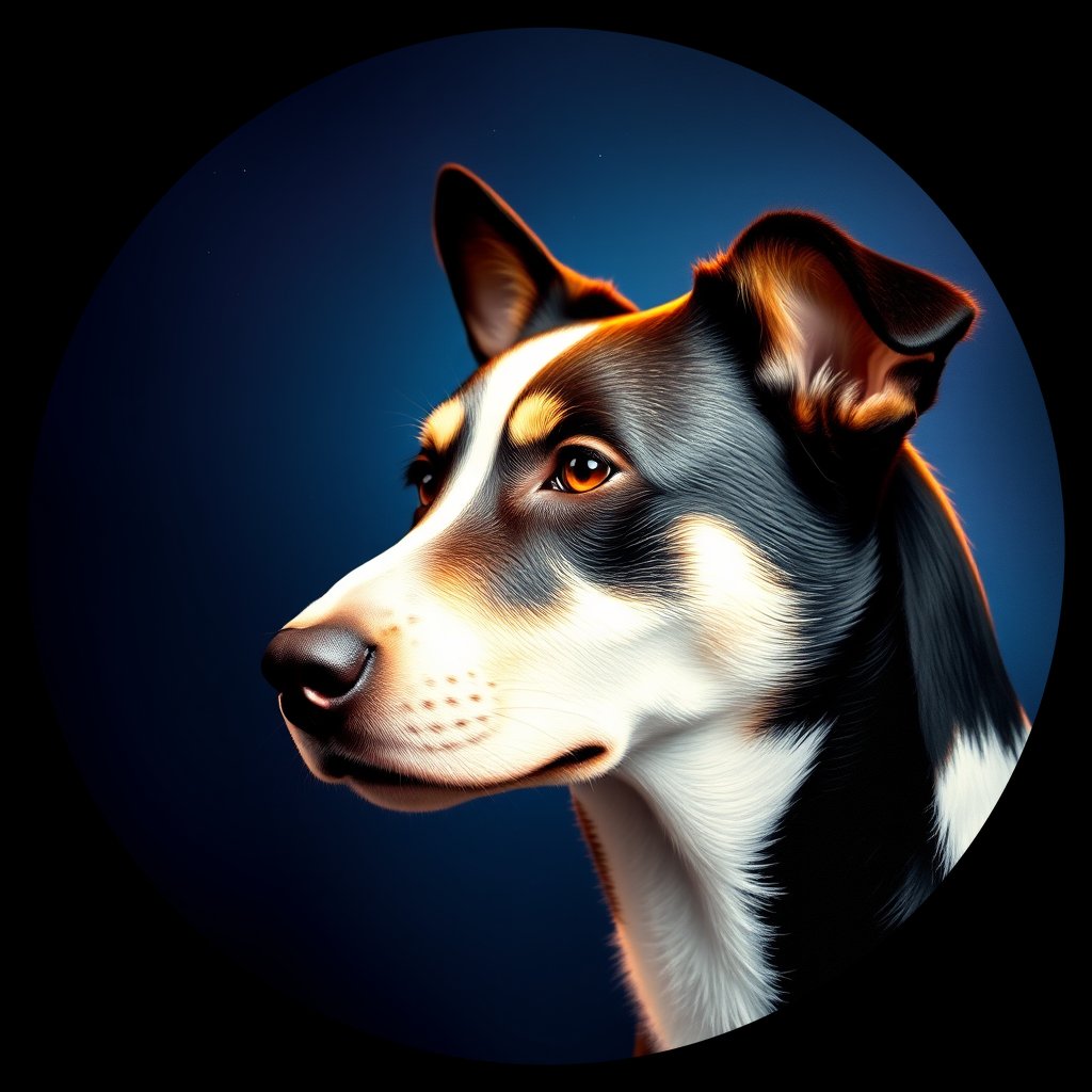 Cosmic medallion portrait of PFZ36B09_PFZ36B09, a Border Collie