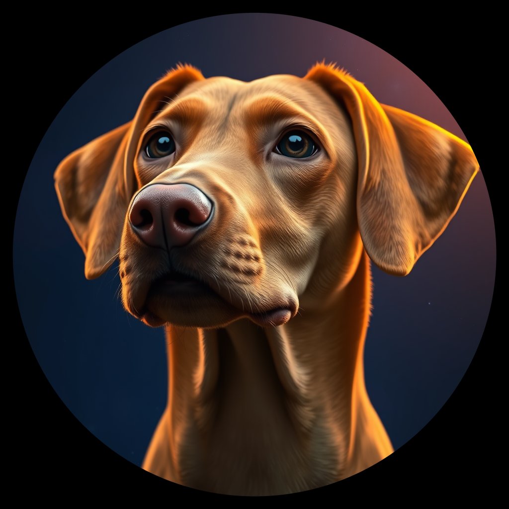 Cosmic medallion portrait of PFZ36C01_PFZ36C01, a Vizsla