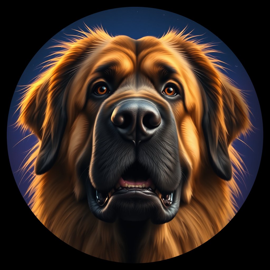 Cosmic medallion portrait of PFZ36C04_PFZ36C04, a Leonberger