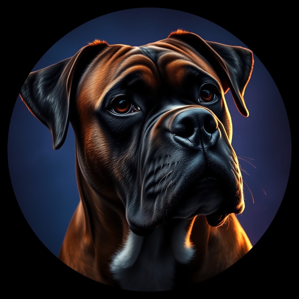 Cosmic medallion portrait of PFZ36C06_PFZ36C06, a Boxer