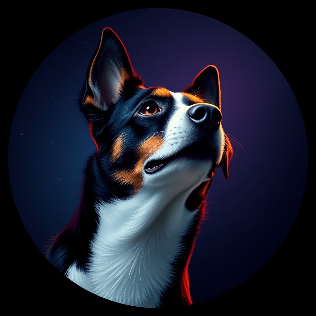 Cosmic medallion portrait of PFZ36C09_PFZ36C09, a Border Collie
