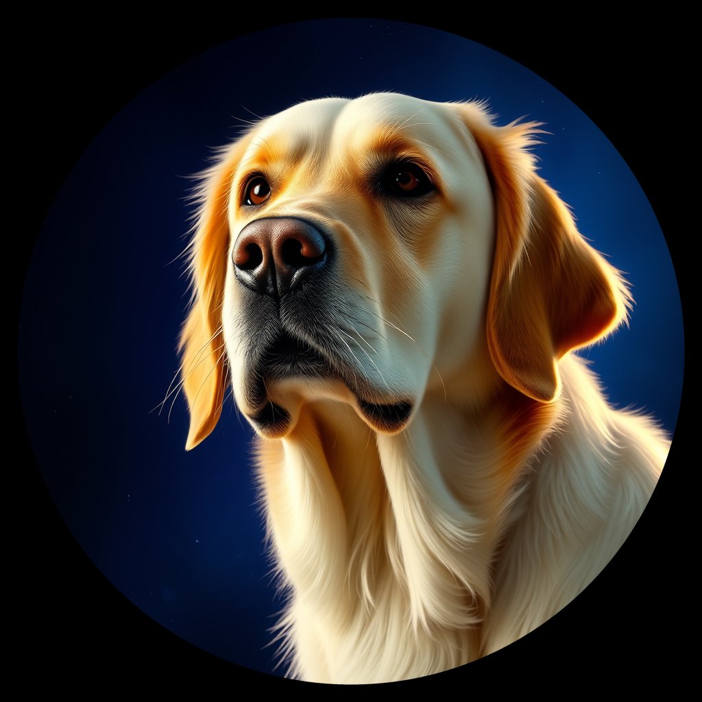 Cosmic medallion portrait of PFZ36C11_PFZ36C11, a Golden Retriever