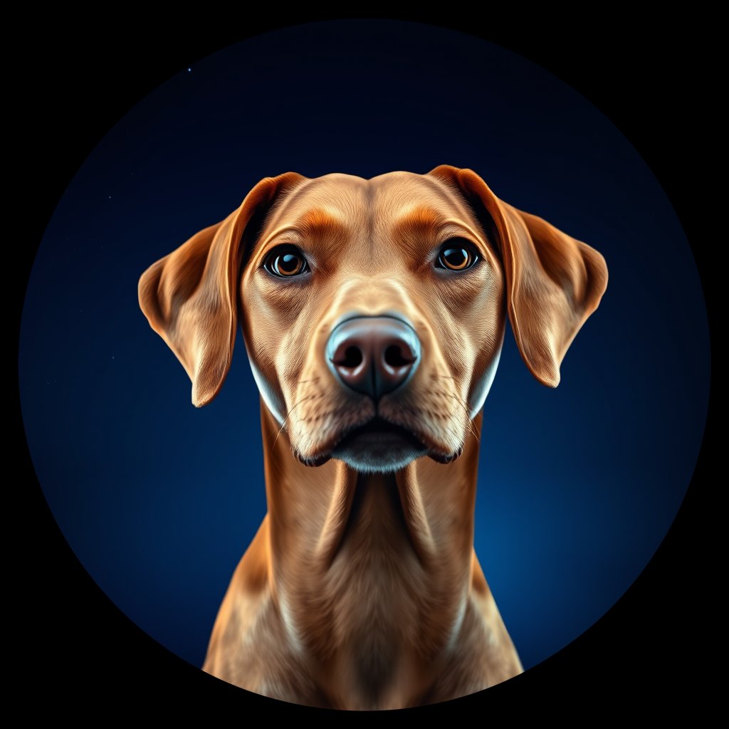 Cosmic medallion portrait of PFZ36D01_PFZ36D01, a Vizsla