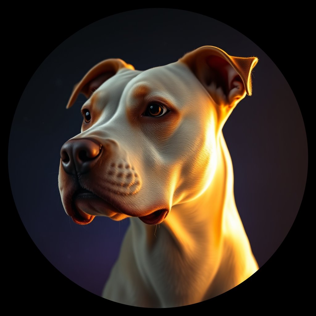 Cosmic medallion portrait of PFZ36D02_PFZ36D02, a American Pit Bull Terrier