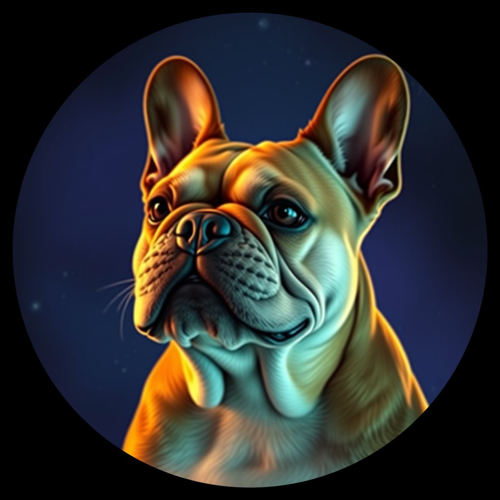 Cosmic medallion portrait of PFZ36D05_PFZ36D05, a French Bulldog
