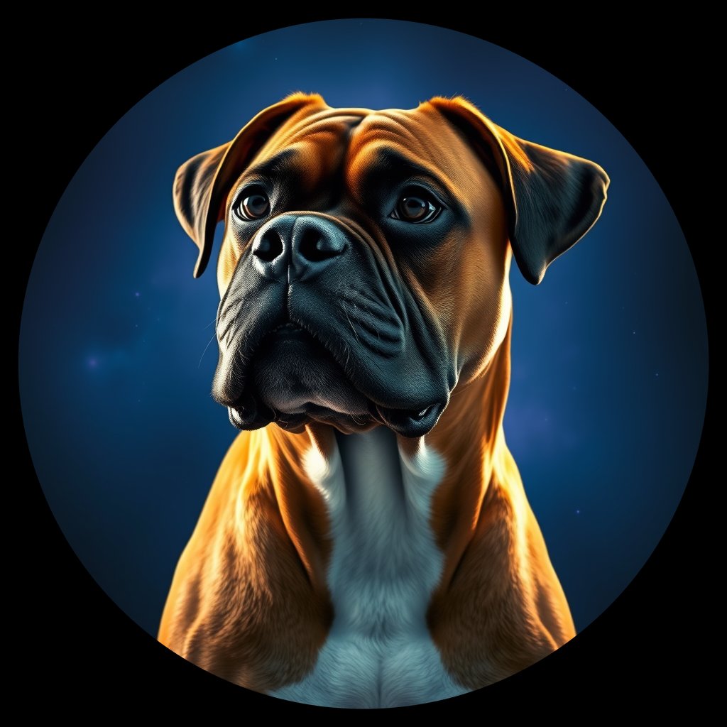 Cosmic medallion portrait of PFZ36D06_PFZ36D06, a Boxer
