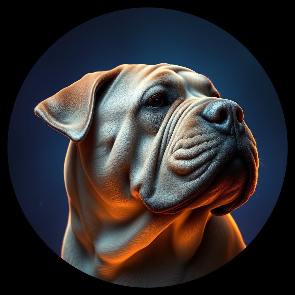 Cosmic medallion portrait of PFZ36D07_PFZ36D07, a Chinese Shar Pei
