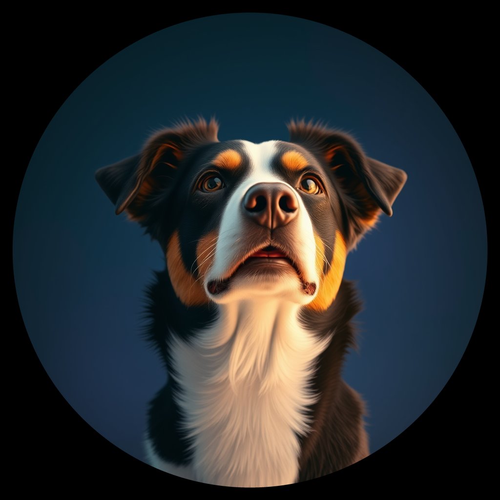 Cosmic medallion portrait of PFZ36D09_PFZ36D09, a Border Collie