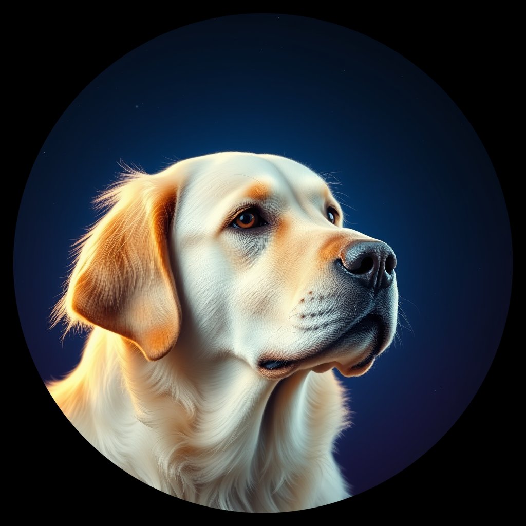 Cosmic medallion portrait of PFZ36D12_PFZ36D12, a Golden Retriever