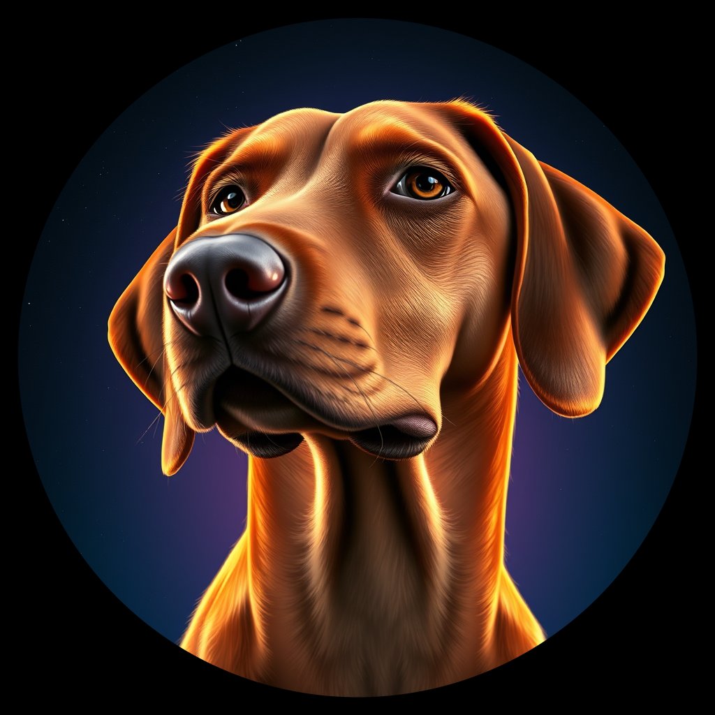 Cosmic medallion portrait of PFZ36E01_PFZ36E01, a Vizsla