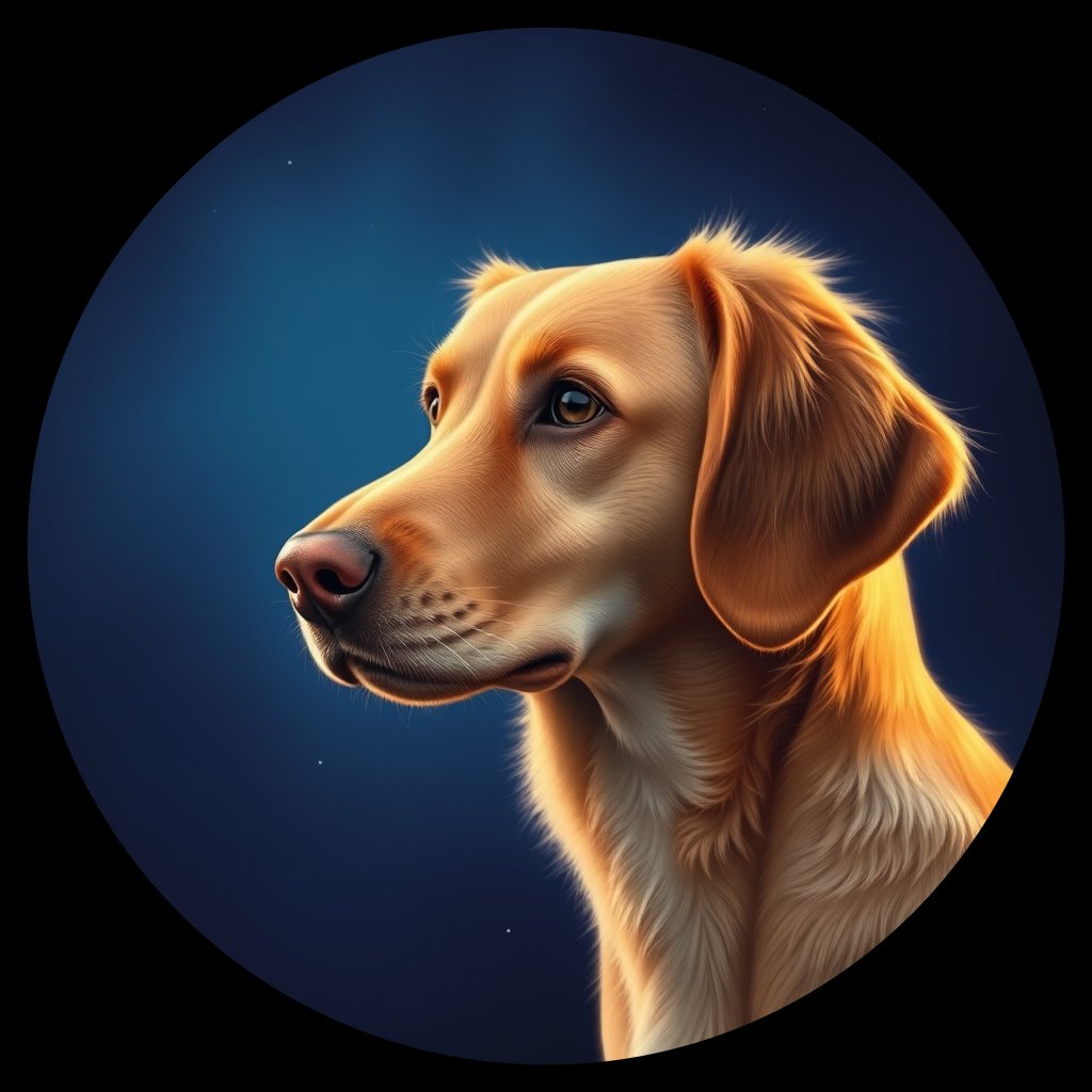 Cosmic medallion portrait of PFZ36E02_PFZ36E02, a Nova Scotia Duck Tolling Retriever