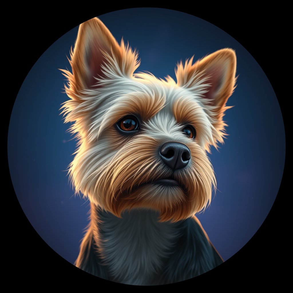 Cosmic medallion portrait of PFZ36E05_PFZ36E05, a Yorkshire Terrier