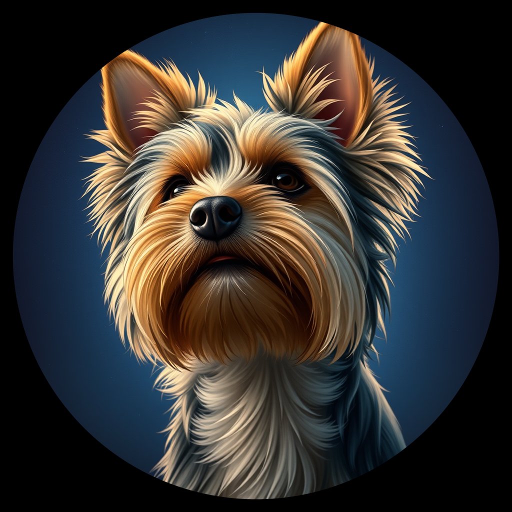 Cosmic medallion portrait of PFZ36E06_PFZ36E06, a Yorkshire Terrier