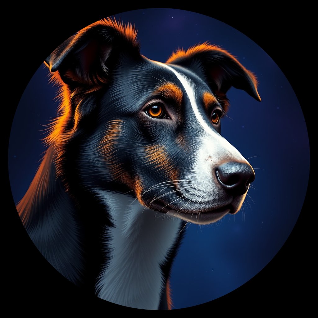 Cosmic medallion portrait of PFZ36E08_PFZ36E08, a Border Collie