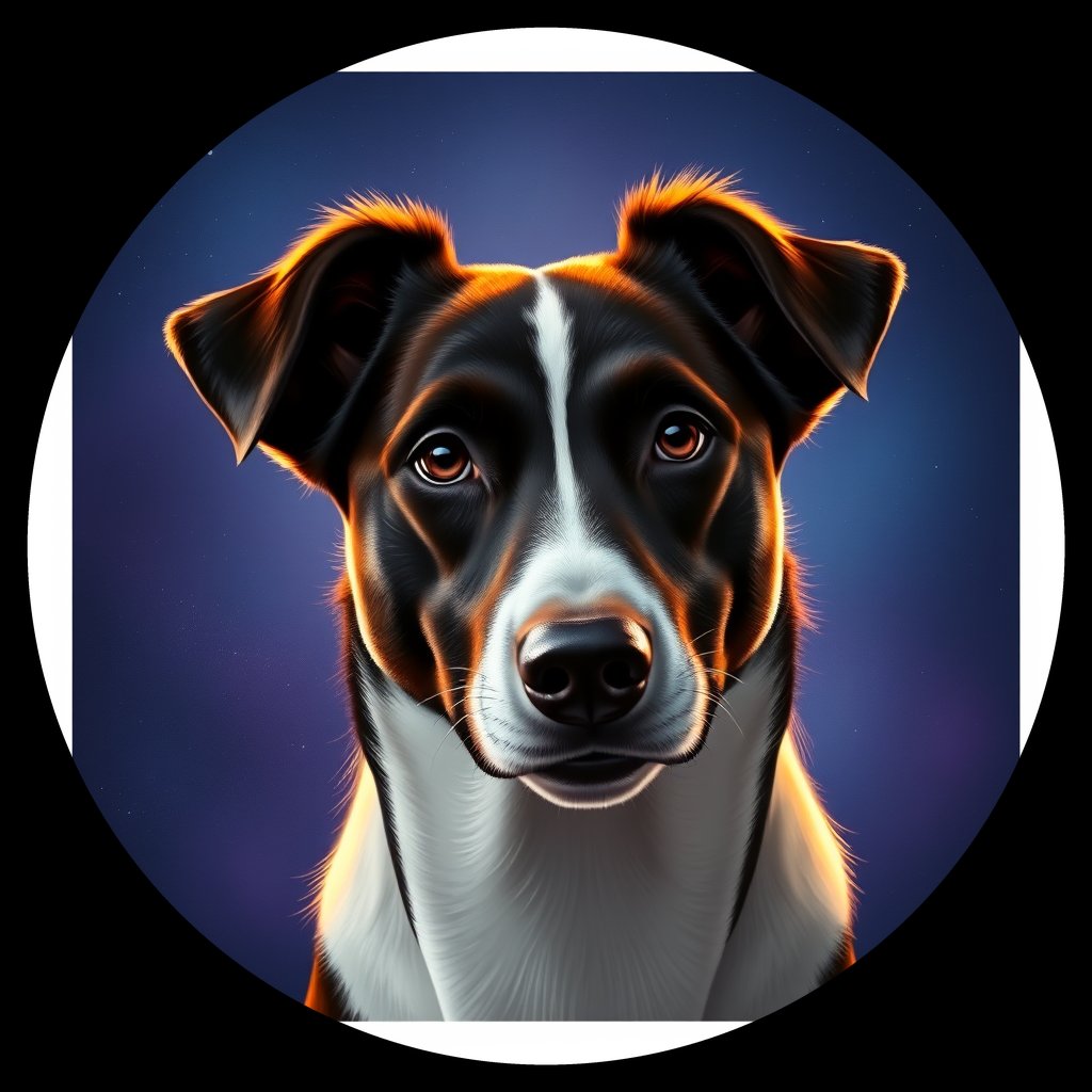 Cosmic medallion portrait of PFZ36E09_PFZ36E09, a Border Collie