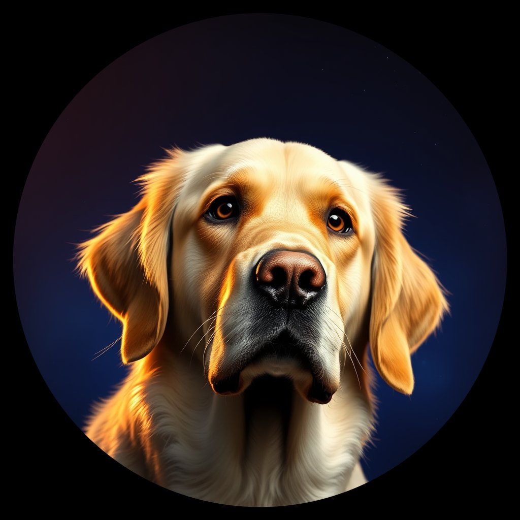 Cosmic medallion portrait of PFZ36E12_PFZ36E12, a Golden Retriever